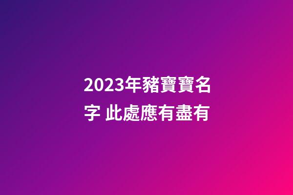2023年豬寶寶名字 此處應有盡有